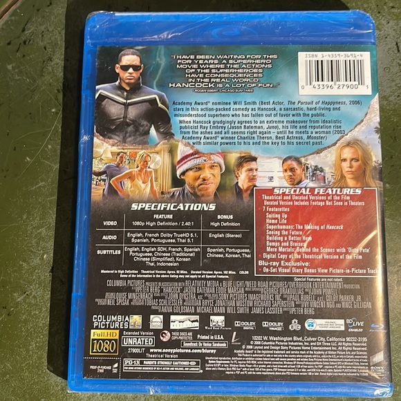 HANCOCK Blu-ray UNRATED SPECIAL EDITION ⭐️ Will Smith ⭐️ Charlize Theron - Picture 2 of 4